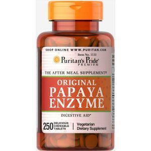 Seedeensüümid papaiin, papaia ensüüm, puritan's Pride, marjad, 250 närimistabletti