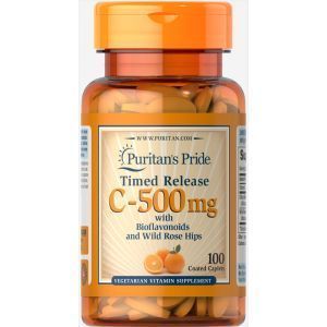 C-vitamiin bioflavonoididega, C-vitamiin kibuvitsamarjad, puritan's Pride, 500 mg, 100 kapslit