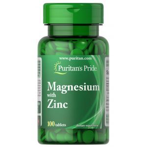 Магний цинк, Magnesium with Zinc, Puritan's Pride, 100 таблеток 
