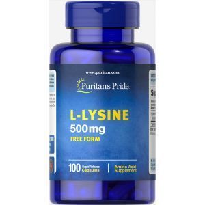 Лизин, L-Lysine, Puritan's Pride, 500 мг, 100 капсул быстрого высвобождения