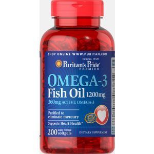 Omega-3 kalaõli, Puritan's Pride, 1200 mg, 360 mg toimeainet, 200 kapslit