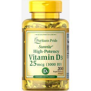 D3-vitamiin, Puritan's Pride, D3-vitamiin, 1000 RÜ, 200 kapslit