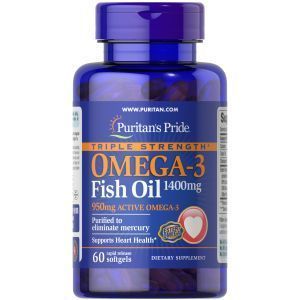 Омега-3 рыбий жир, Omega-3 Fish Oil, Puritan's Pride, 1400 мг (950 мг активного омега-3), 60 гелевых капсул