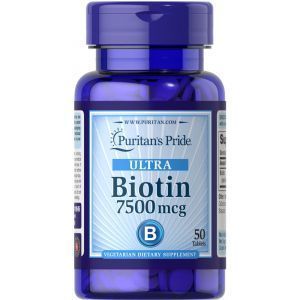 Biotiin, Biotiin, Puritan's Pride, 7500 mcg, 50 tabletti