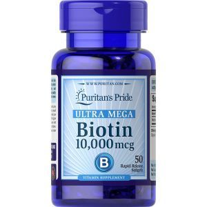 Биотин, Biotin, Puritan's Pride,10 000 мкг, 50 капсул