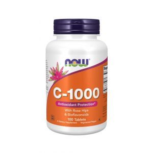 Витамин С-1000, C-1000, Now Foods, с шиповником и биофлавоноидами, 100 таблеток

