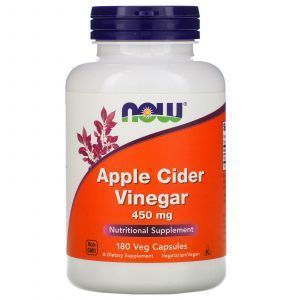 Яблочный сидровый уксус, Apple Cider Vinegar, Now Foods, 450 мг, 180к