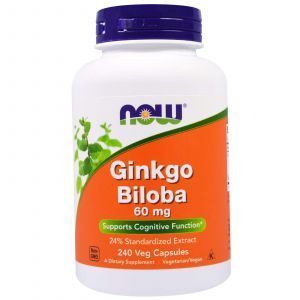  Гинкго Билоба, Ginkgo Biloba, Now Foods, 60 мг, 240 вегетарианских капсул