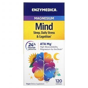 Магний, для сна, противодействия стрессу и поддержки когнитивных функций, Enzymedica, 60 капсул