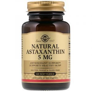 Астаксантин, Astaxanthin, Solgar, 5 мг, 60 гелевых капсул