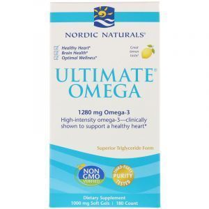 Рыбий жир в капсулах, Ultimate Omega, Nordic Naturals, лимонный вкус, 1000 мг, 180 капсул (Default)