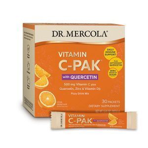 Витамин С + цинк и витамин D3 с кверцетином, Vitamin C-PAK with Quercetin, Dr. Mercola, со вкусом апельсина, 500 мг, 30 пакетиков (4.84 г каждый)