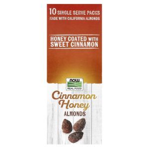 Миндаль в меде с корицей, Cinnamon Honey Almonds, NOW Foods, 10 порционных упаковок по 35 г
