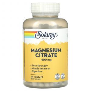 Магний цитрат, Magnesium Citrate, Solaray, 400 мг, 180 вегетарианских капсул