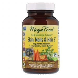 Витамины для волос, кожи и ногтей, Skin, Nails & Hair 2, MegaFoods, 60 таблеток 
