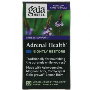 Поддержка надпочечников, ночное восстановление, Adrenal Health, Gaia Herbs, 60 капсул 