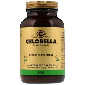 Хлорелла, Chlorella, Solgar, сломанные клеточные стенки, 100 капсул (Default)