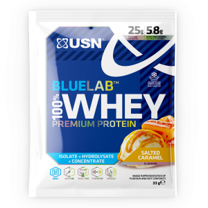Cывороточный протеин, Blue Lab 100% Whey Premium Protein, USN, премиум-класса, вкус соленой карамели, 33 г