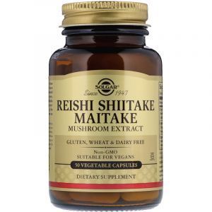 Лечебные грибы рейши, шиитаке и майтаке (Reishi Shiitake Maitake), Solgar, экстракт, 50 капсул (Default)