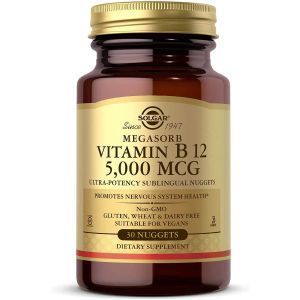 Витамин В12, Vitamin B12, Solgar, сублингвальный, 5000 мкг, 30 таблеток