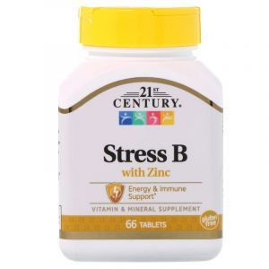 Витамины группы В, Стресс В+цинк, Stress B, 21st Century, 66 таблеток (Default)