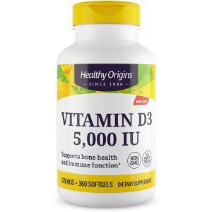 Витамин Д3, Vitamin D3, Healthy Origins, 5000 МЕ, 360 капсул