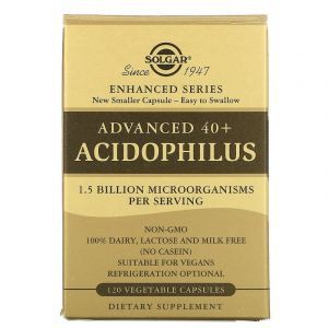 Пробиотики Ацидофилус 40+, Advanced 40+ Acidophilus, Solgar, 120 вегетарианских капсул
