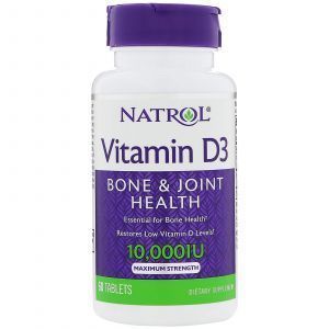 Витамин D3, Vitamin D3, Natrol, 10,000 МЕ, 60 таблеток
