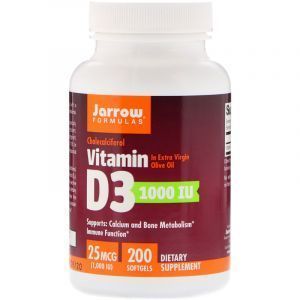 Витамин Д3, холекальциферол, Vitamin D3, Jarrow Formulas, 1000 МЕ, 200 кап. (Default)