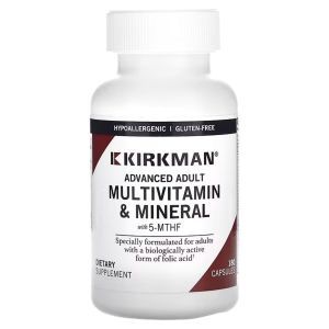 Мультивитамины и минералы с 5-MTHF, Advanced Adult Multivitamin & Minerals with 5-MTHF, Kirkman Labs, для взрослых, 180 вегетарианских капсул