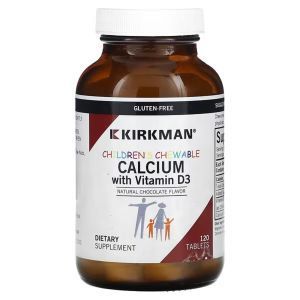 Кальций с витамином D3, жевательный, Children's Chewable Calcium with Vitamin D3, Kirkman Labs, для детей, натуральный шоколад, 120 жевательных таблеток