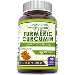 Куркумин с биоперином, Turmeric Curcumin with BioPerine, Pure Naturals, 1500 мг, 90 вегетарианских капсул