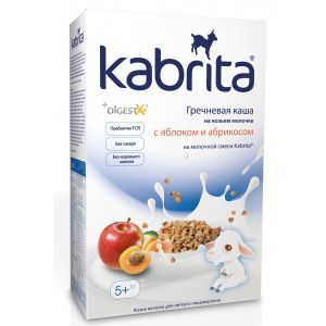 Гречневая каша на основе козьего молока с яблоком и абрикосом, Kabrita, для детей от 5 месяцев, 180 г

