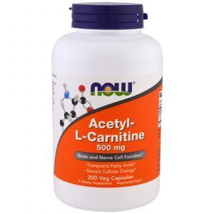 Ацетил карнитин, Acetyl-L Carnitine, Now Foods, 500 мг, 200 кап