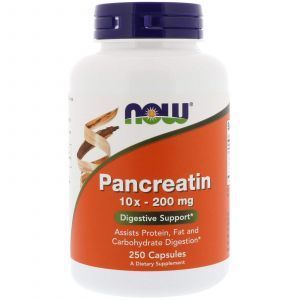 Панкреатин, Pancreatin, Now Foods, 10X 200 мг, 250 капс