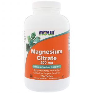 Цитрат магния, Magnesium Citrate, Now Foods, 200 мг, 250 таблет
