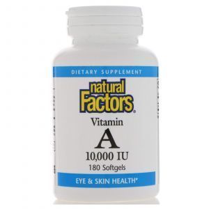 Витамин А, Natural Factors, 10000 МЕ, 180 капсу