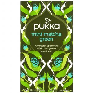 Зеленый чай Матча, Mint Matcha Green Tea, Pukka Herbs, вкус мята, 20 пакетов по 1,5 