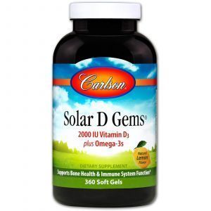 Рыбий жир, витамин Д, Solar D Gems, Carlson Labs, лимон, 2000 МЕ, 360 капс
