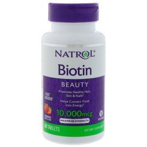 Биотин, Biotin, Natrol, 10000 мкг, 60 табле