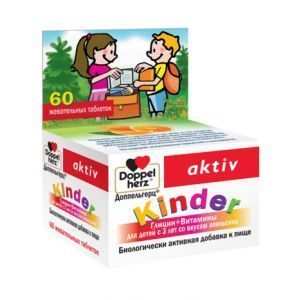 Глицин + В-витамины для детей, Doppel Herz Kinder, 60 жевательных таблеток