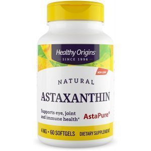 Астаксантин, Astaxanthin, Healthy Origins, 4 мг, 60 гелевых капсул