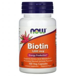 Биотин, Biotin, Now Foods, 1000 мкг, 100 вегетарианских капсул