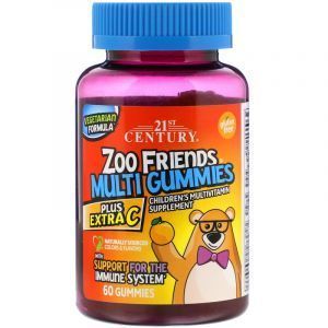 Laste multivitamiin C-vitamiiniga, Zoo Friends Multi kummikommid, Plus Extra C, 21. sajand, 60 kummikummi