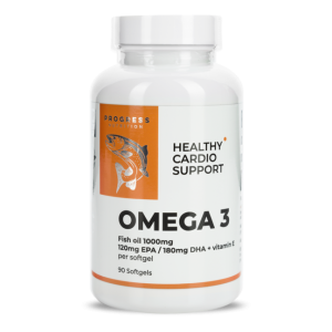 Омега-3, Omega 3 Healthy, Progress Nutrition, рыбий жир 1000 мг, ЭПК 180 мг / ДГК 120 мг + витамин Е, 90 гелевых капсул