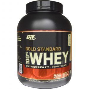 Протеин сывороточный, Gold Standard 100% Whey, Optimum Nutrition, клубника и банан, 2.27 кг