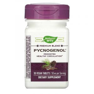 Пикногенол, Pycnogenol, Nature's Way, экстракт сосновой коры, 50 мг, 30 таблеток.