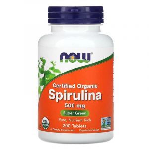 Спирулина, Spirulina, Now Foods, 500 мг, 200 таблеток