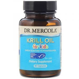 Масло криля для детей, Krill Oil, Dr. Mercola, 60 капсул
