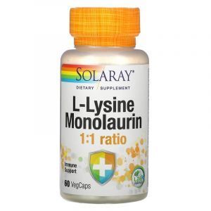 L-лизин монолаурин, L-Lysine Monolaurin, Solaray, 60 вегетарианских капсул